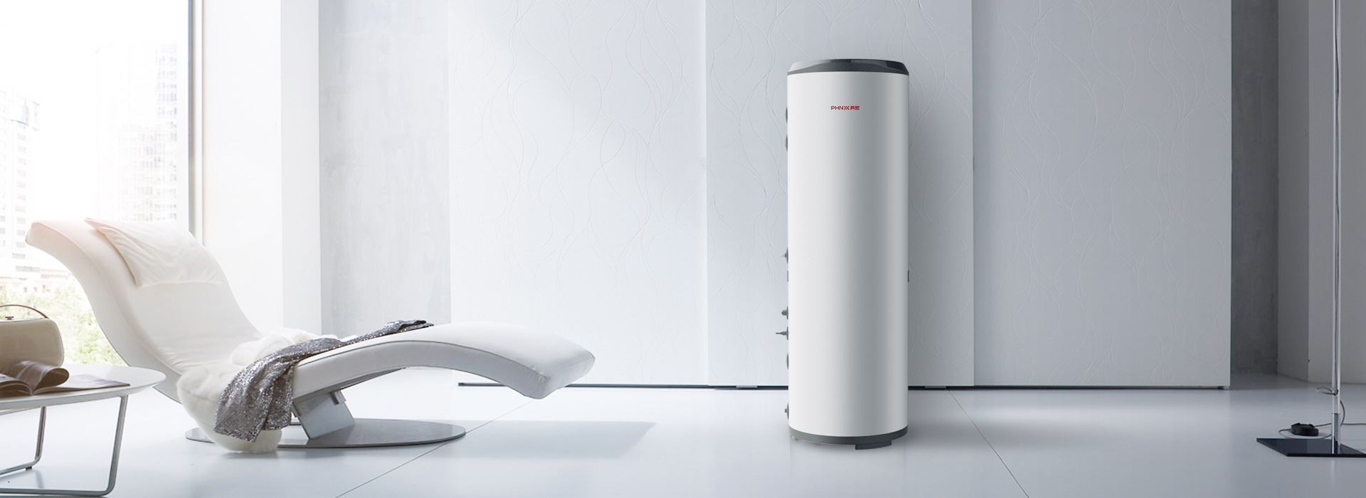芬尼空气能热水器精英型300L亮丽白色设计，时尚外观