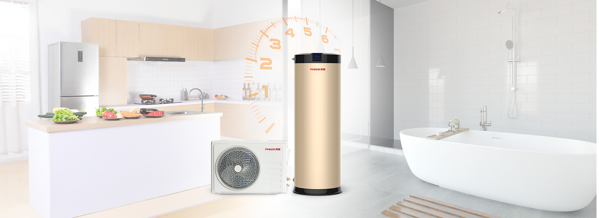 芬尼空气能热水器精雅型200L家庭中央热水供应，超大供水量，多点供应